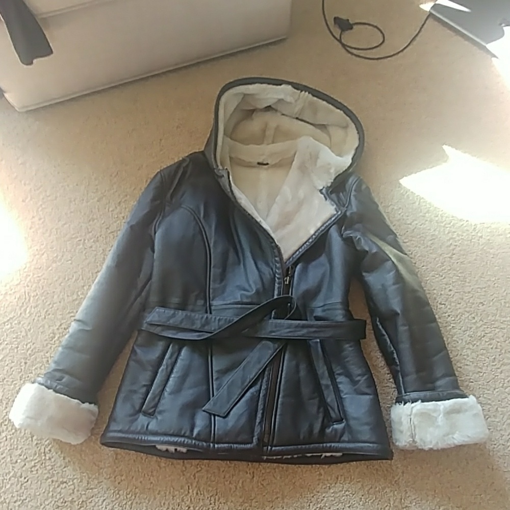 Fur lined leather jacket